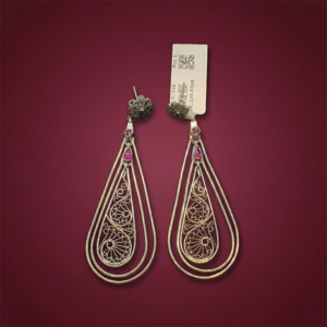 Silver Teardrop Filigree Earrings