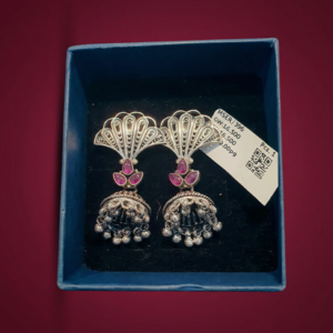 Silver Peacock Style Jhumkas