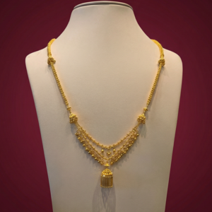 Gold Bead layered Necklace with Pendant